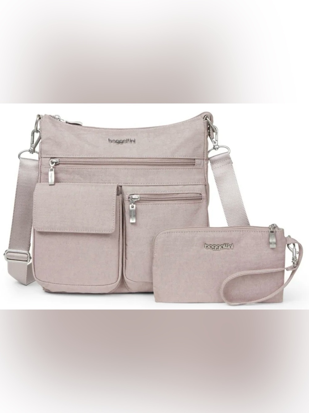 Baggallini Light Pink Crossbody with Matching Wristlet